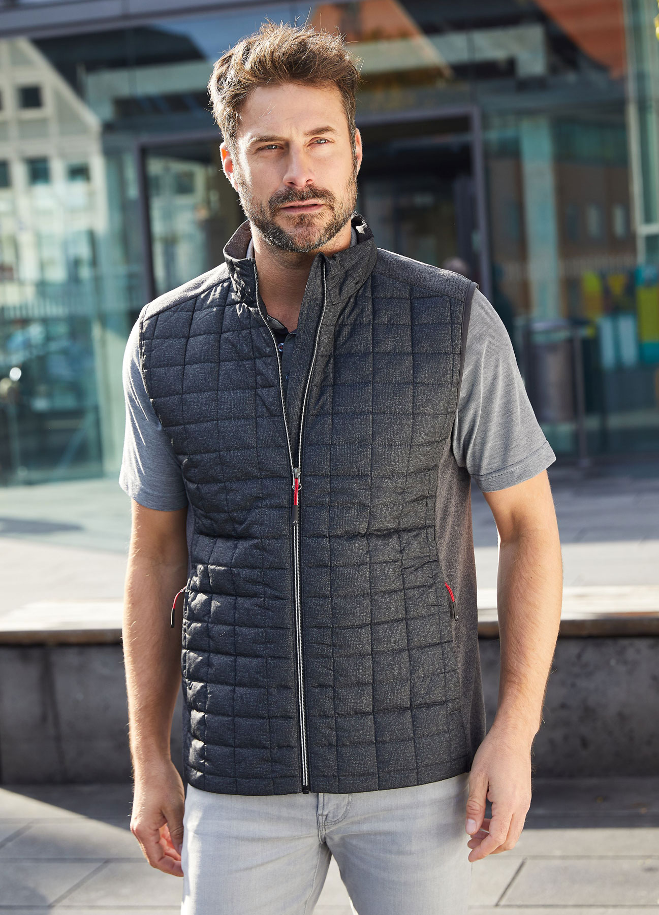JN740-foto Men's Knitted Hybrid Vest James&Nicholson JN740