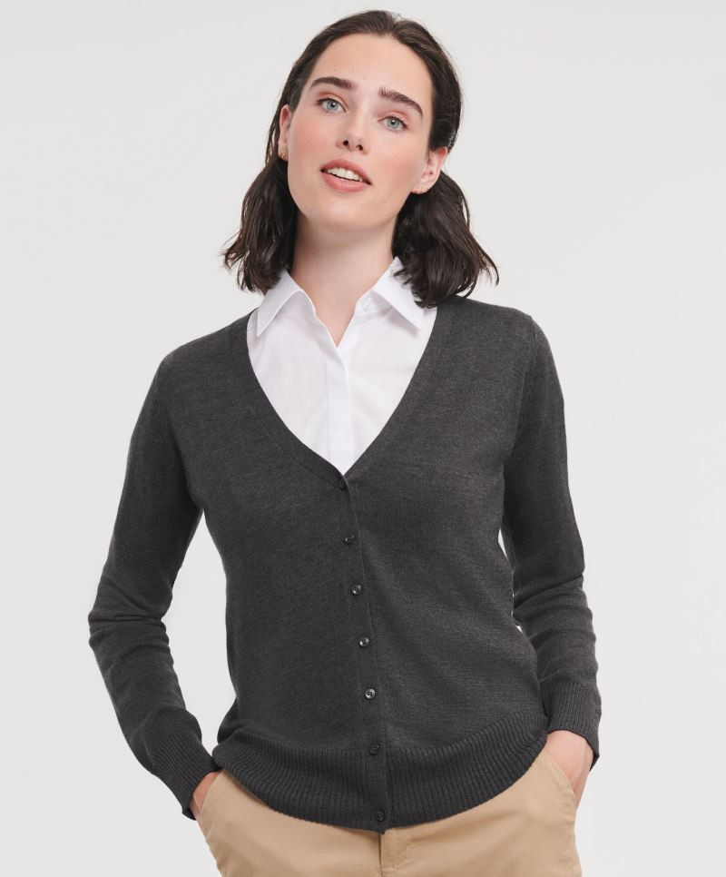 Damen-Cardigan V-Ausschnitt Russell 715F Damen-Cardigan V-Ausschnitt Russell 715F