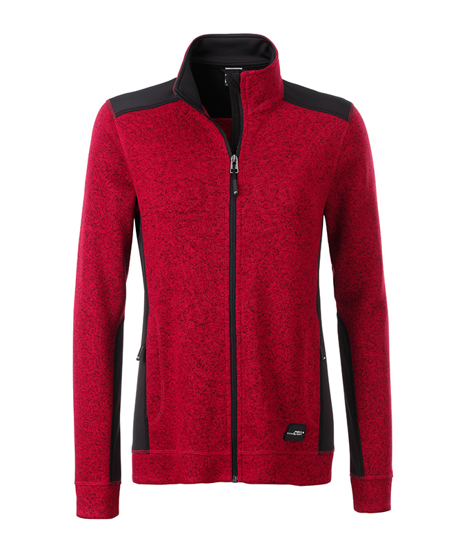 JN861-redmelange Ladies' Knitted Workwear Fleece Jacket James&Nicholson JN861
