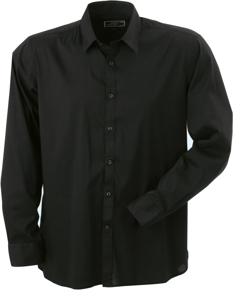 JN193-balck1 Men's Shirt Slim Fit Long JN193