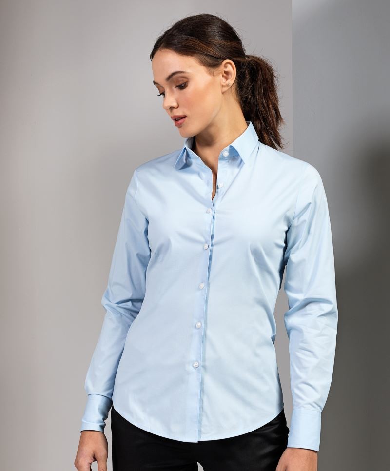PR344-foto Popline Stretch Blouse Longsleeve Premier PR344