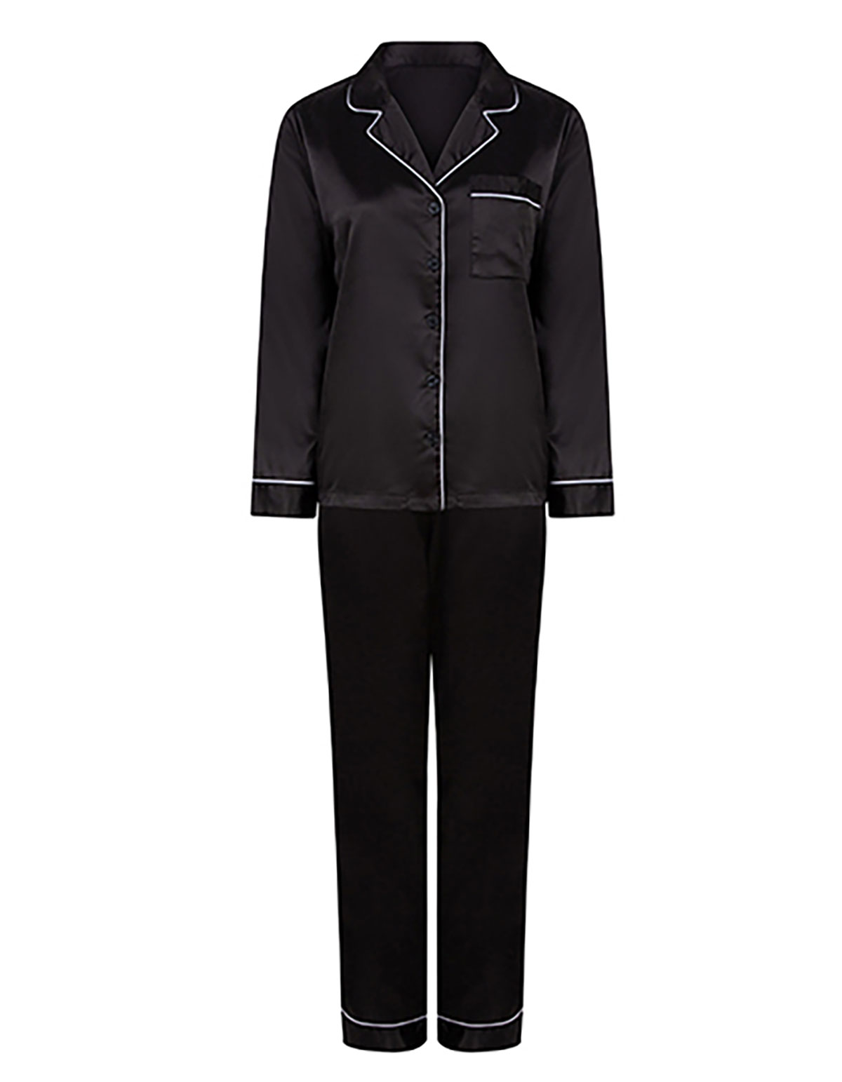 TC-ladies-satin-long-pyjama-black black