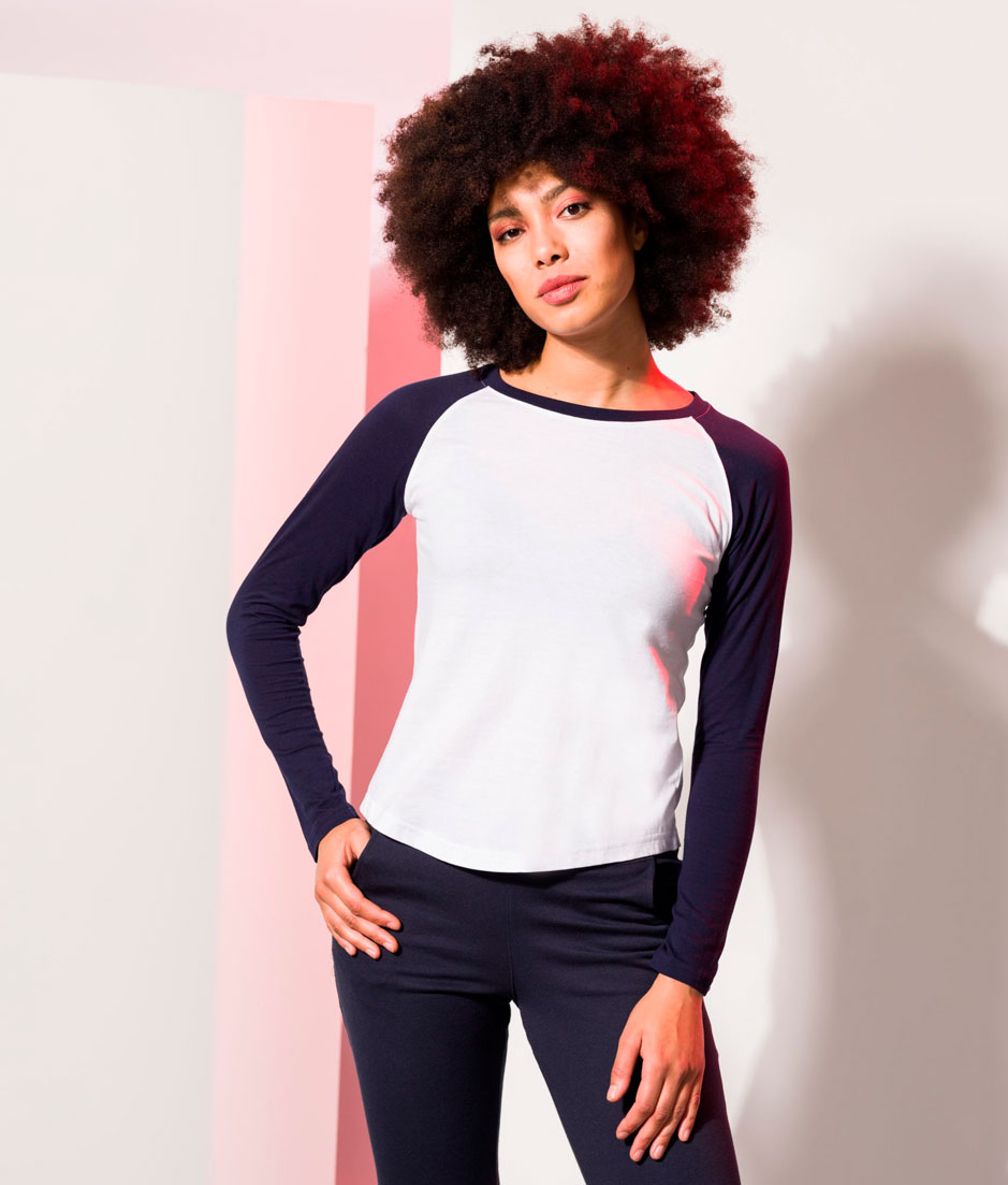 SK271_WHITEOXFORDNAVY_21_02-scaled Women´s Long Sleeved Baseball T Skinnifit SF271