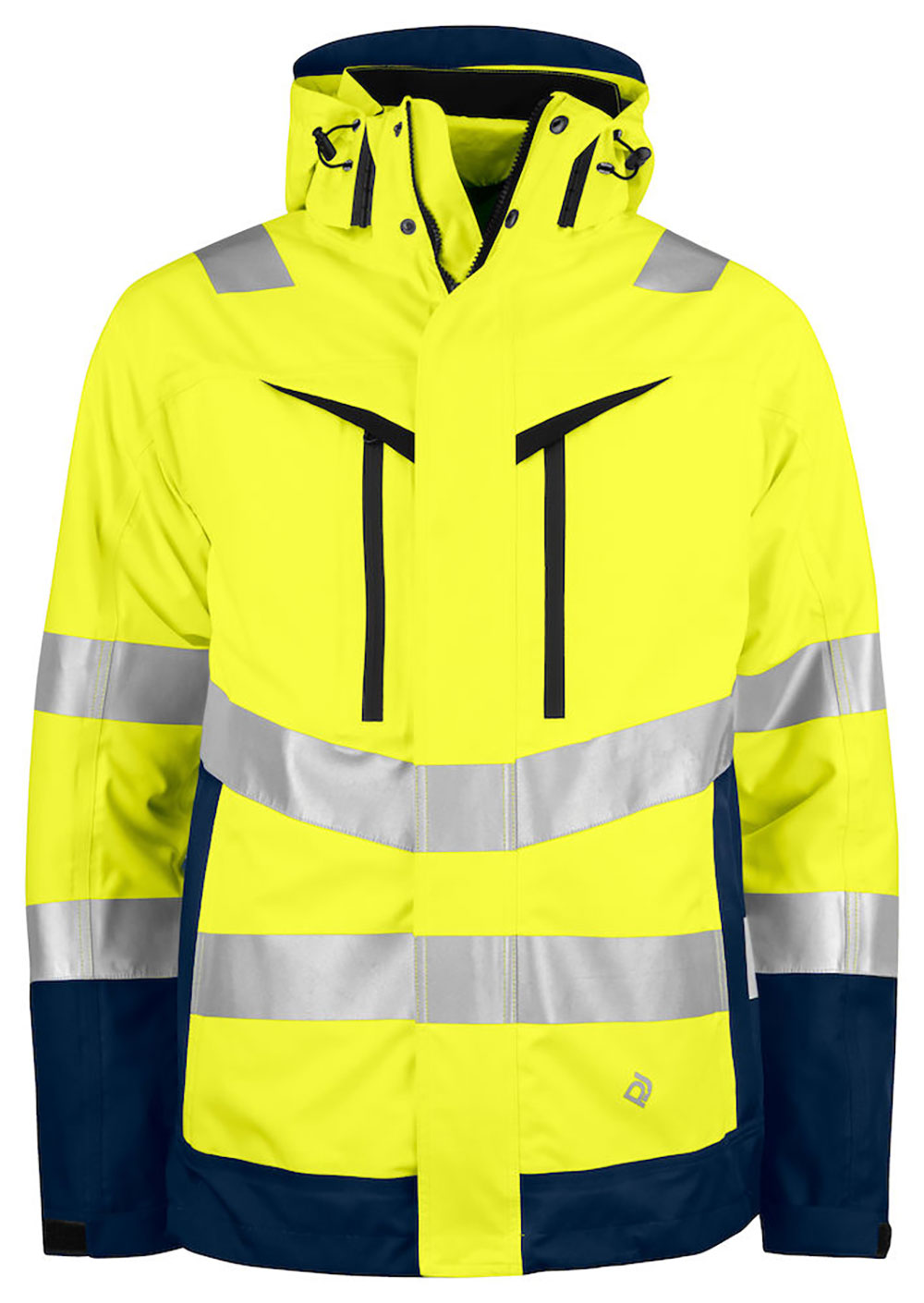 6445-gelb-marine ProJob 6445 Wind- und wasserdichter Parka 3-IN-1 EN ISO 20471 KLASSE 3/2