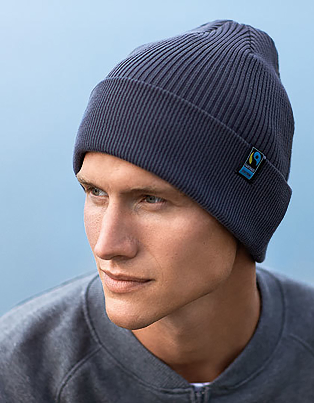 NE93056-Model Mixed Knit Beanie Neutral 93056