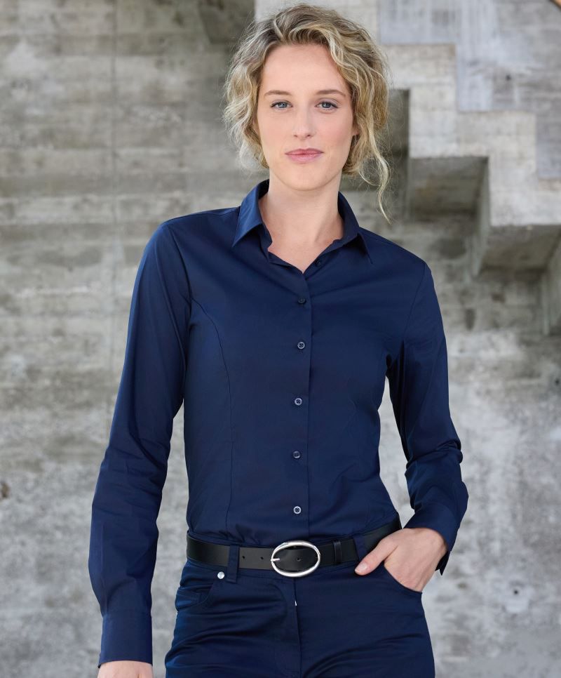 Popeline Slim Fit Bluse langarm James&Nicholson JN1371 Popeline Slim Fit Bluse langarm James&Nicholson JN1371