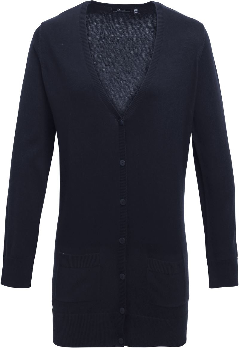 PR698-navy Ladies' Long Line Knitted Cardigan Premier PR698