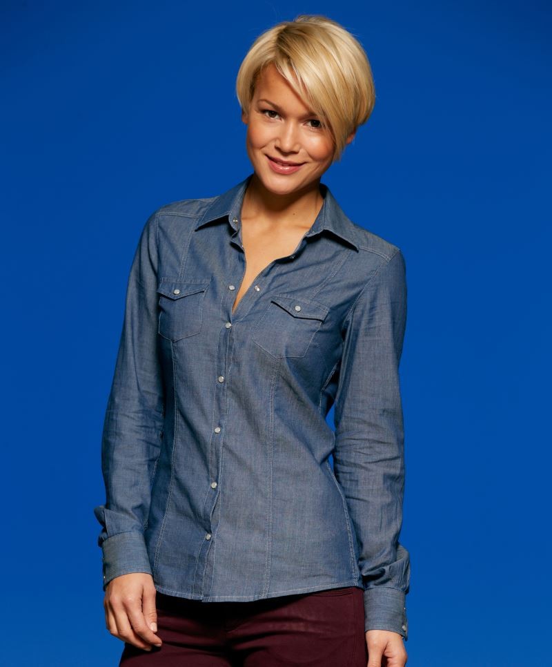 JN628_lightdenim5897b02372a3a Ladies' Denim Blouse JN628