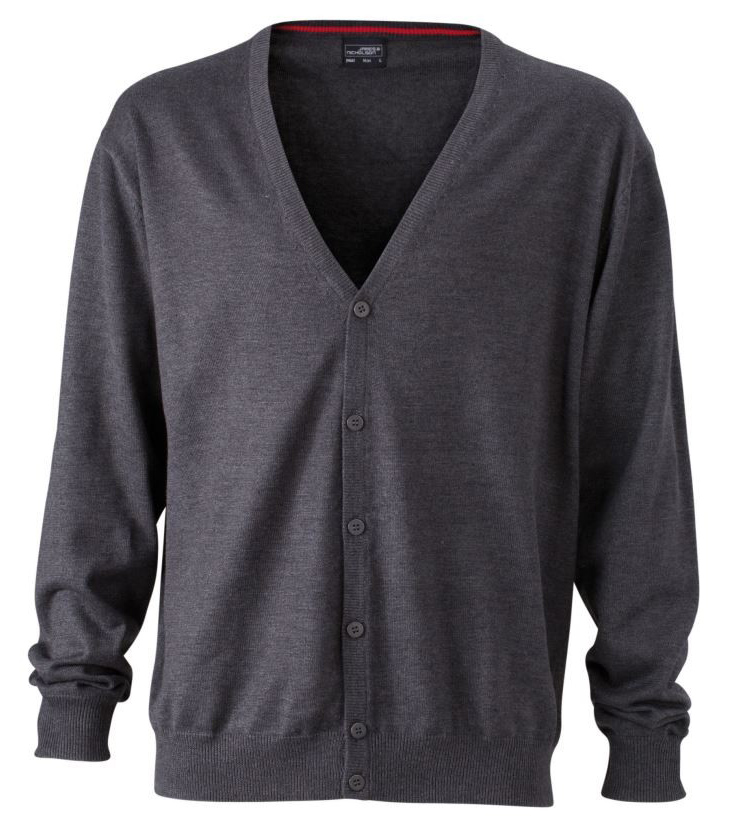 JN661_anthrazitmelange Men's V-Neck Cardigan James&Nicholson JN661