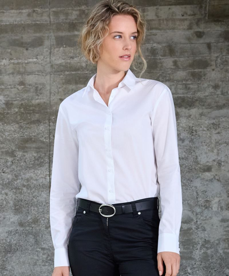 Mix Popeline Bluse langarm James&Nicholson JN1373 Mix Popeline Bluse langarm James&Nicholson JN1373