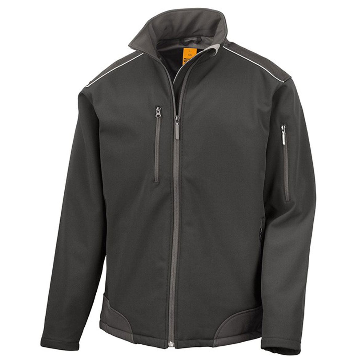 R124x_Black Ripstop Soft Shell Workwear Jacket with Cordura Panels WorkGuard RT124