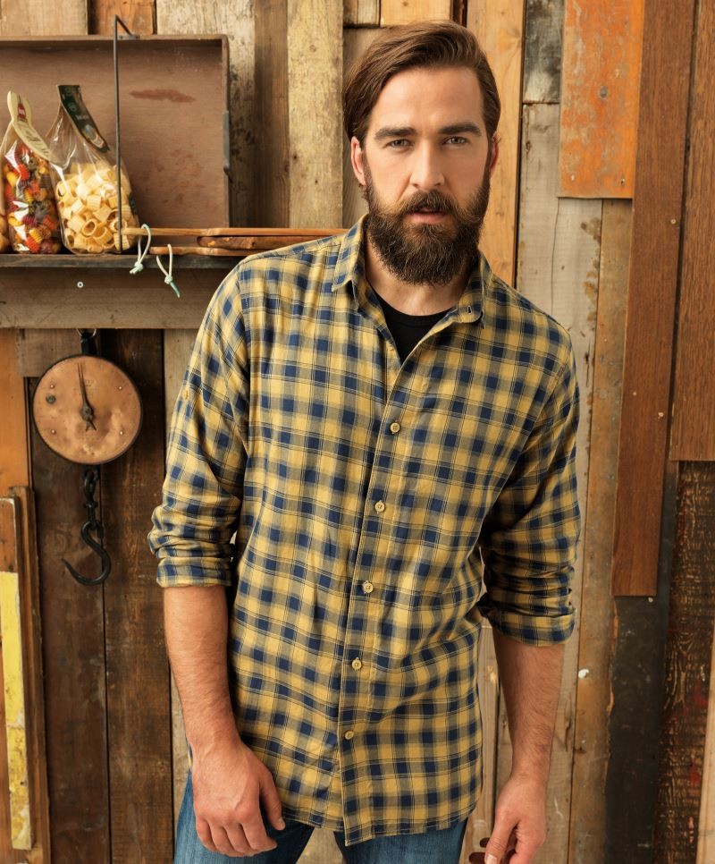 PR250-foto Mens Mulligan Check Cotton Long Sleeve Shirt Premier PR250