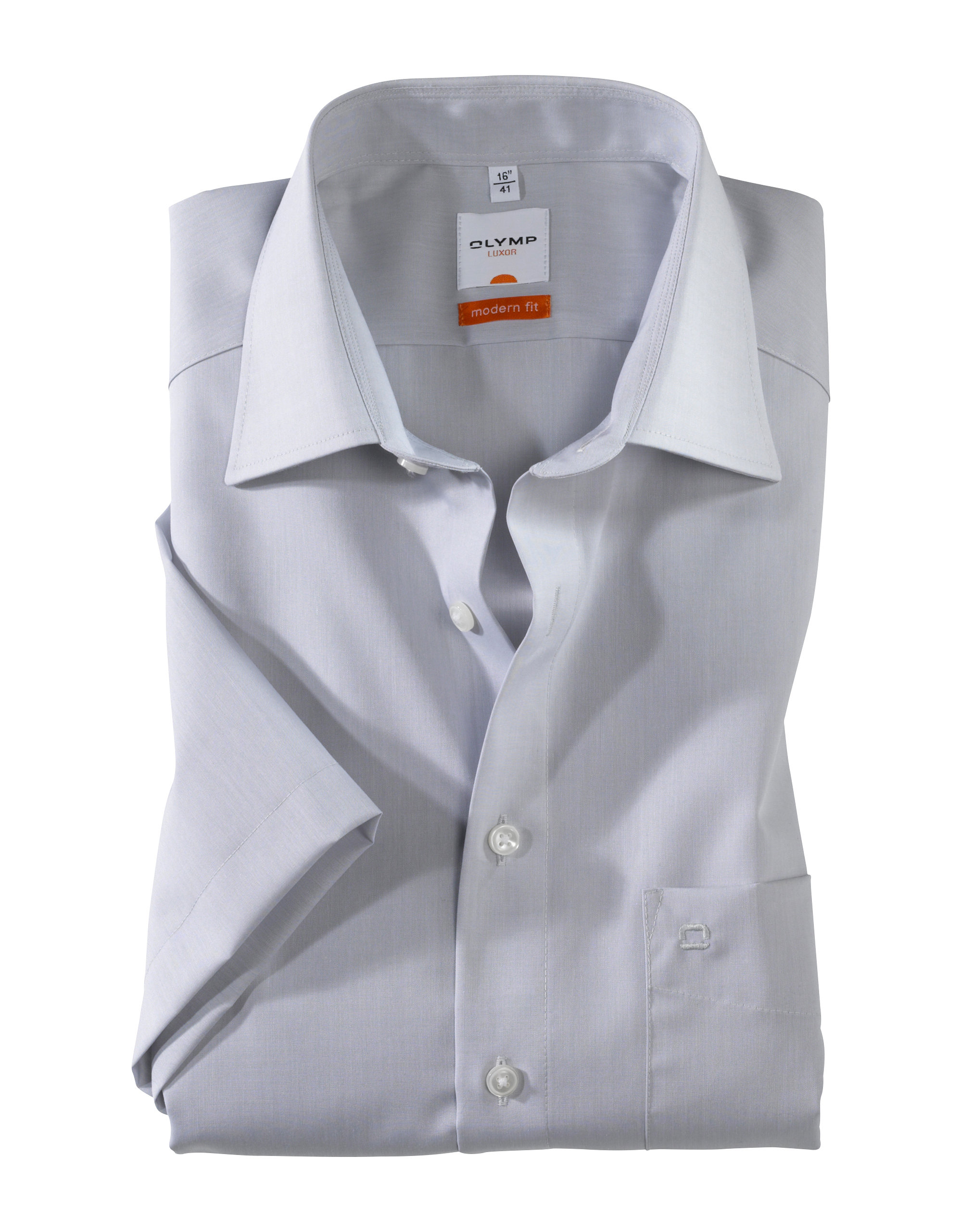 03041263-hellgrau Olymp Luxor Modern Fit Kurzarm Hemd Chambray 0304.12