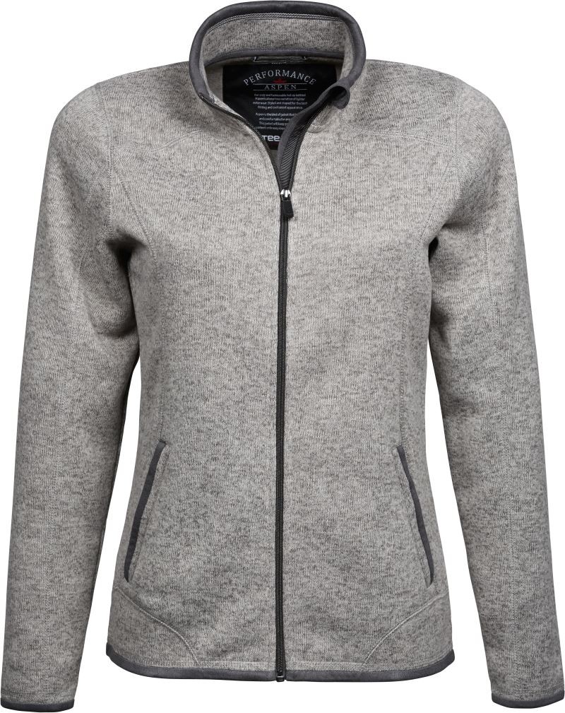 TJ_AspenLadies9616_greymelange Damen Strickfleece Jacke Aspen Tee Jays TJ9616