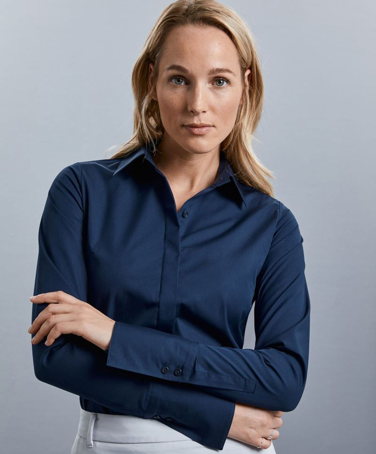 960F-brightnavy-DET Ultimate Stretch-Bluse langarm Russell 960F