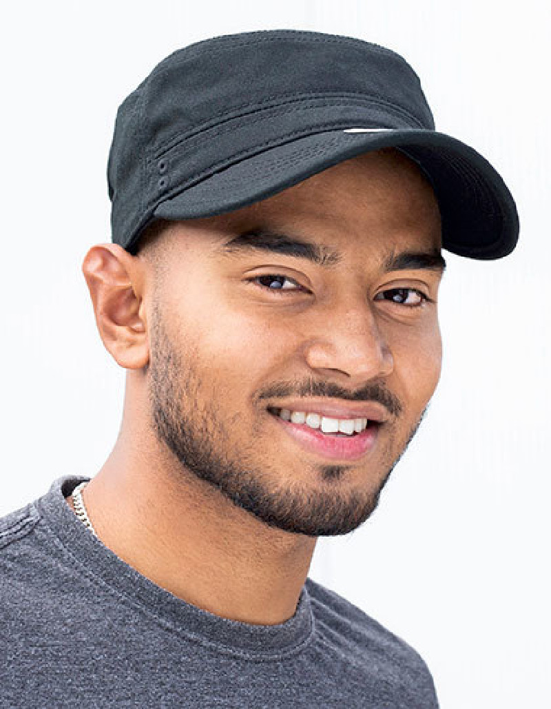 Organic Cotton Army Cap Washed Brain Waves BW7019