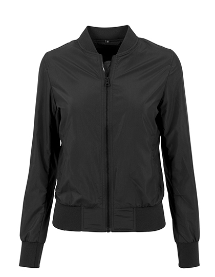 BY044-black Ladies` Nylon Bomber Jacket BY044