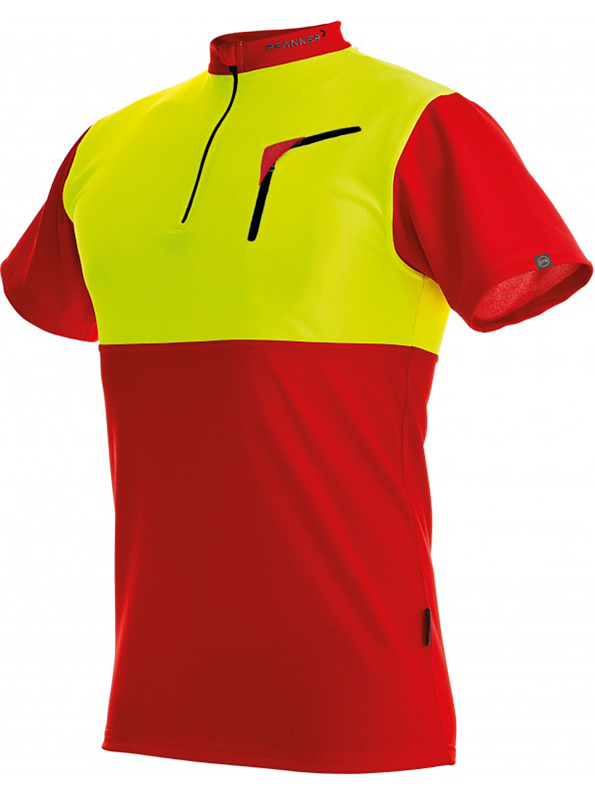 104059-rot-gelb Pfanner Zip-Neck Shirt Kurzarm 104059