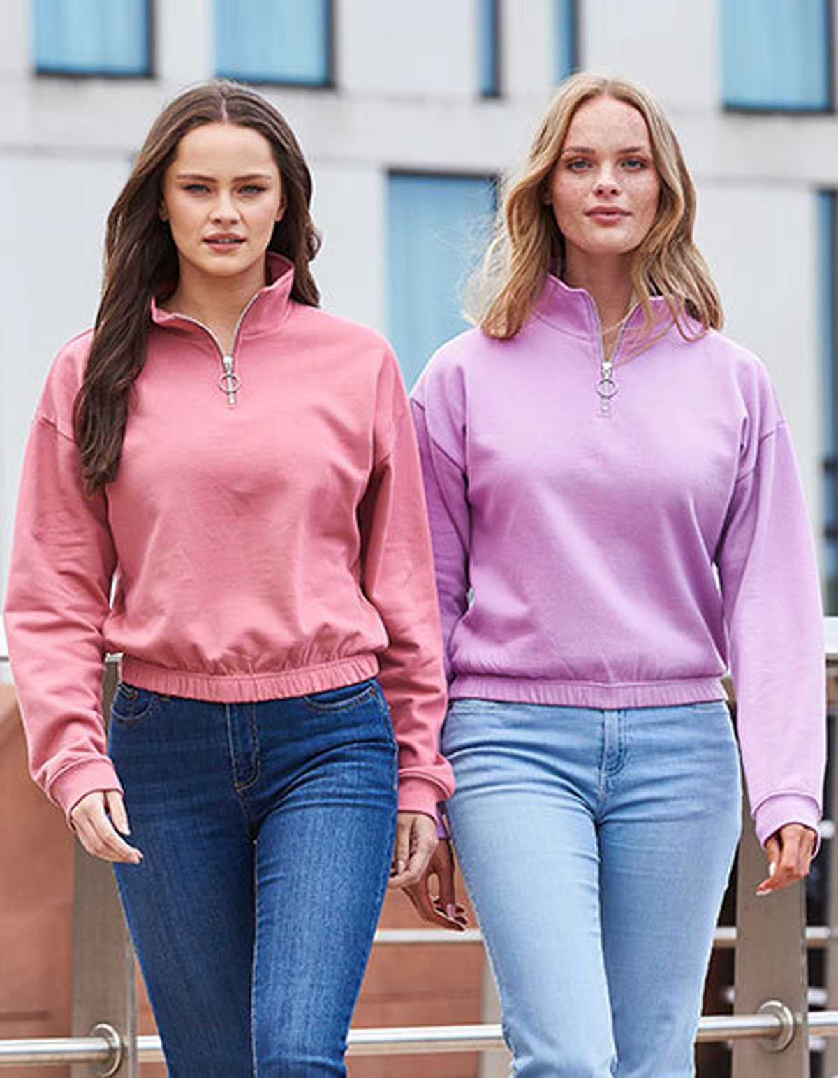 JH037-DET Women´s Cropped 1/4 Zip Sweat JH037