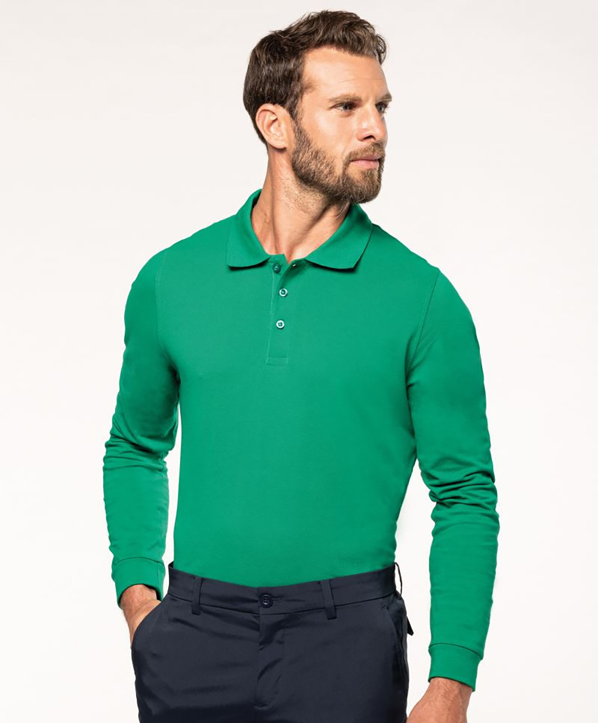 K243-Model1 Herren Polohemd Piqué langarm Kariban K243
