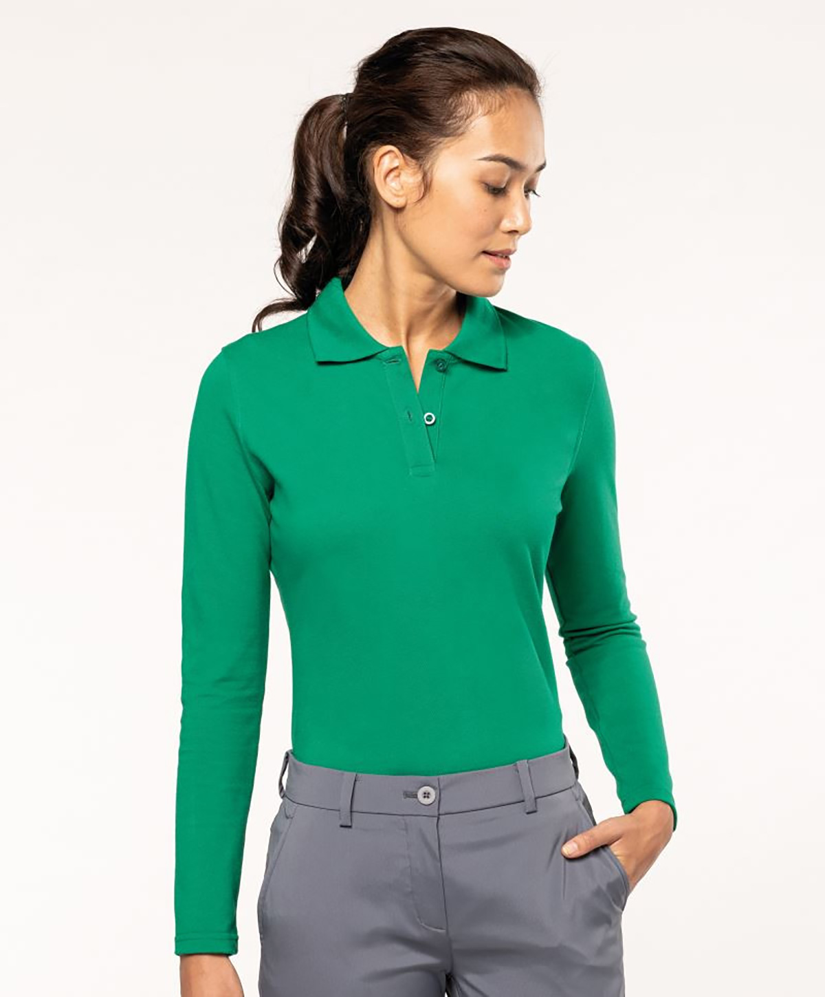 K244-Model1 Damen Poloshirt Piqué langarm Kariban K244
