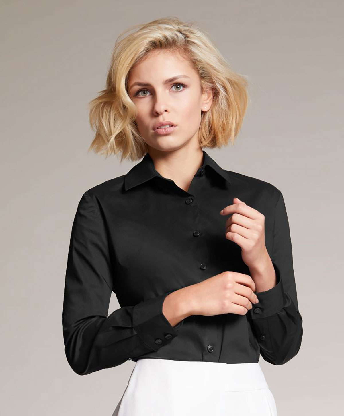 JN645-DET1 Popeline Bluse Slim Fit James&Nicholson JN645